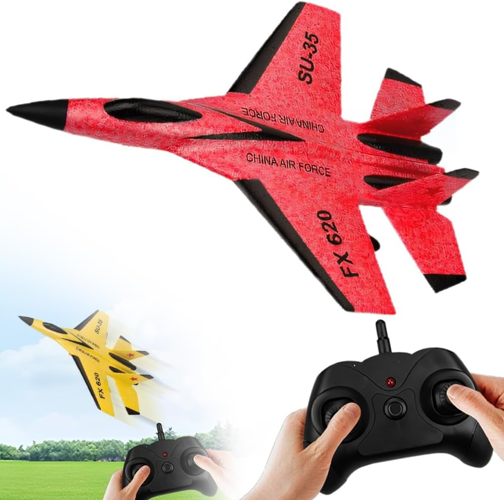 2026 New Remote Control Airplane, Gravity Glider Foam RC Fighter 360° Remote Control Glider Airplanes with Lights Airplane Model(Red)