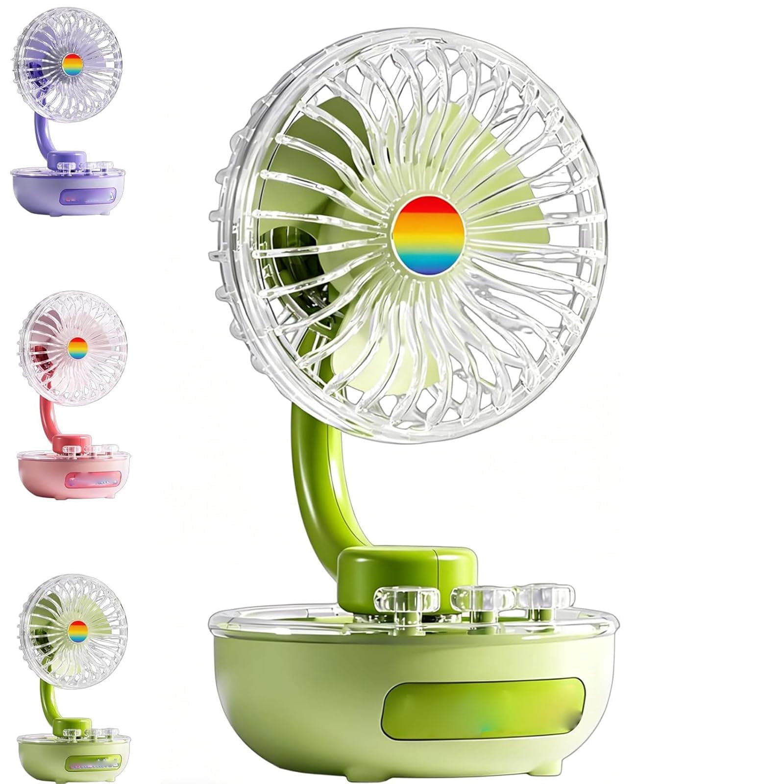 Multi Mode Fan 2026 New Retro Desktop Fan, Mini Rechargeable Desk Fan with RGB Light ...