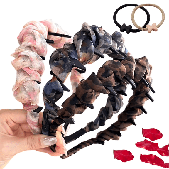 2026 New Retro High Skull Pearl Headband, Voluminous Comb Headband With Teeth for Women, Vintage High Cranium Artificial Pearl Hairband, Anti-Slip Wavy Zigzag Headbands (3PC-I)