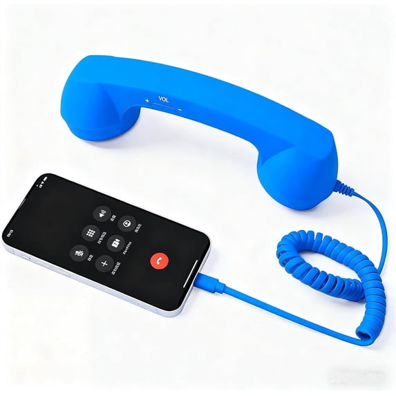 2026 New Retro Phone Handset, Vintage Retro Telephone Wired Handsets Style Landline Handle Receiver for Cell Mobile Video Conferences, Calls, Meetings (Red,Type-C)