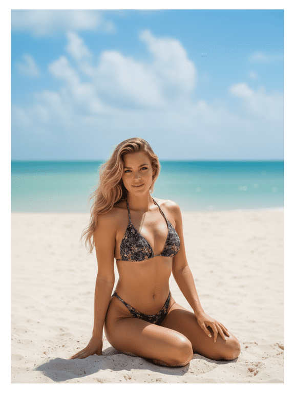2026 New Retro printed halter, triangle cup, high-waisted triangle pants, sexy and fitted beach vacation swimsuit two-piece set for ladies