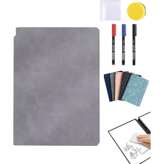 2026 New Reusable Whiteboard Notebook, 6.61x9.53inch Portable Dry Erase Board, Mini Portable Whiteboard Notebooks for Office School Home Use(Gray)