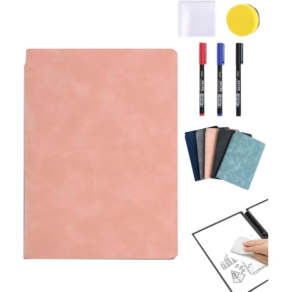 2026 New Reusable Whiteboard Notebook, 6.61x9.53inch Portable Dry Erase Board, Mini Portable Whiteboard Notebooks for Office School Home Use(Pink)