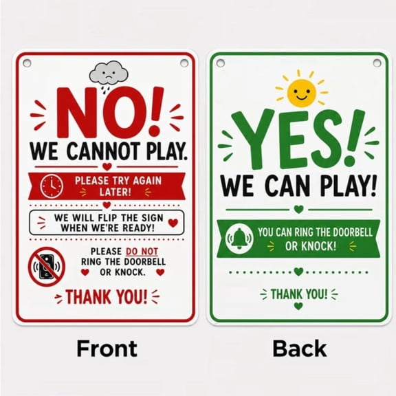 2026 New Reversible Metal Playtime Door Sign Summer Quiet Time Funny Colorful Double-Sided Welcome Doors Hanger with Yes We Can/Cannot Play for Home Porch Outdoor and Garden,S