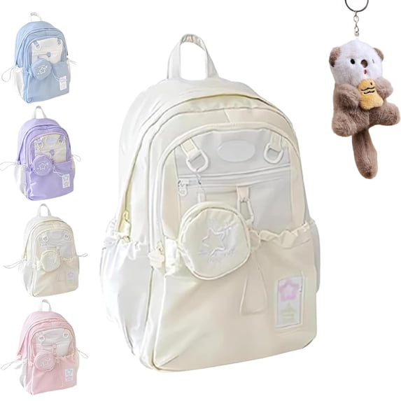 2026 New Rosy Posy Backpack, Cream Star Drawstring Backpack,16" Large Capacity Cute Kawaii Backpacks for School Travel
