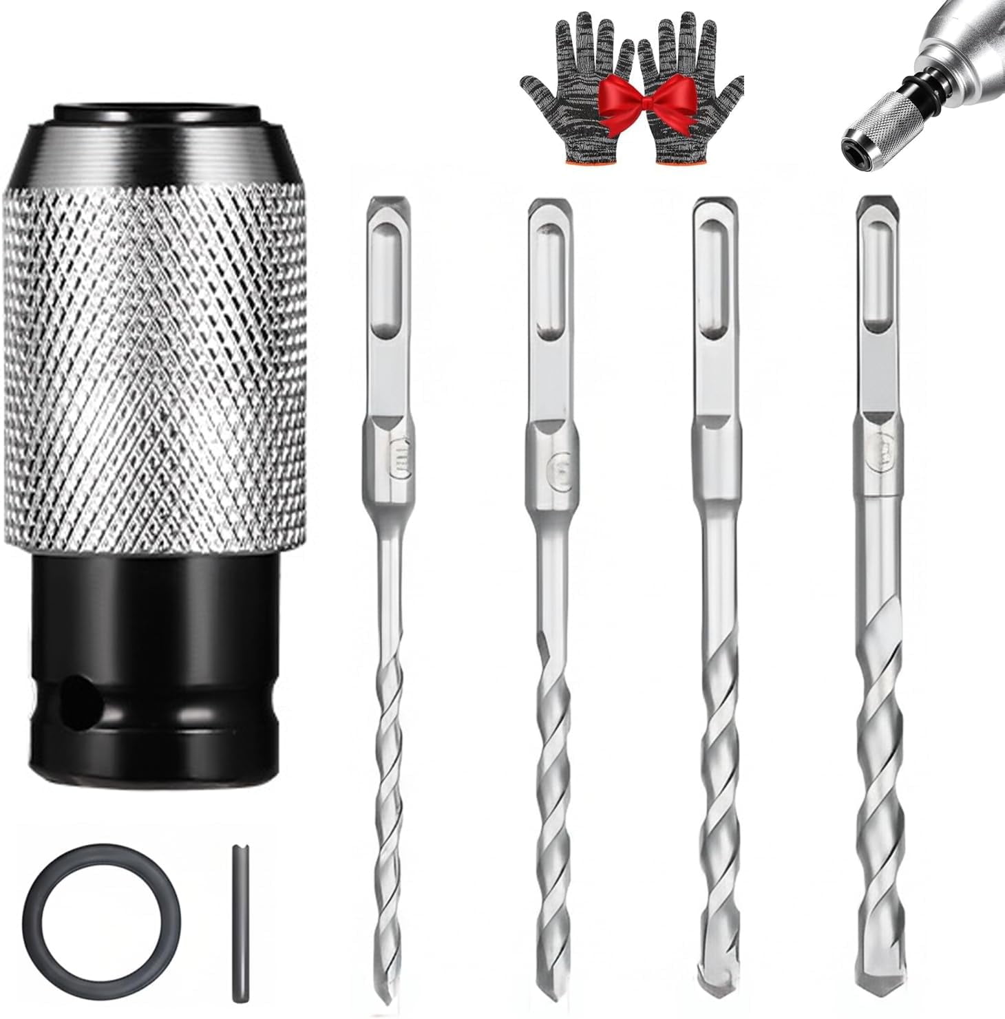 2026 New Rotary Hammer Adapter With Impact Drill Bits Set, Electric Hammer To Drill Converter, Air Hammer Socket Adapter Forged From Chrome Vanadium Steel(1Set)