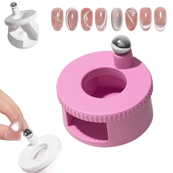 2026 New Rotating Cat Eye Magnet, Automatic Glass Bead Suction of Cat Eye Nail, 360° Rotating Main Body, Uniform Magnetic Force,Beginner Friendly Nail Tool,Creating Wide Cat Eye Effect in 2s (Pink)