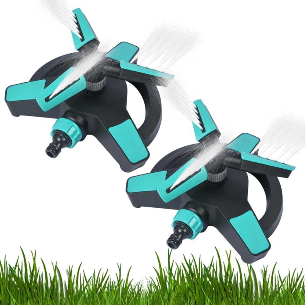 2026 New Rotating Lawn Sprinkler for Yard, 360° Automatic Water Sprinkler for Large Area Coverage, Heavy Duty 3-Arm Garden Sprinkler with Adjustable Spray Patterns, Perfect for Lawns, Gardens and Out