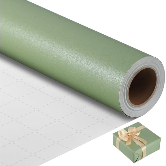 2026 New Sage Green Mini Wrapping Paper Roll 17in x 33ft, Solid Color Gift Wrap for Bouquet, Wedding, Birthday and Holiday