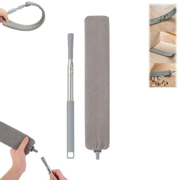 2026 New Saker Plus Retractable Gap Dust Cleaning Artifact with Microfiber Dusting Cloths,Extendable Duster Cleaning Tool,Reusable Washable Dusting Wand for Home,Ceiling,Blinds(Gray,8.2in)