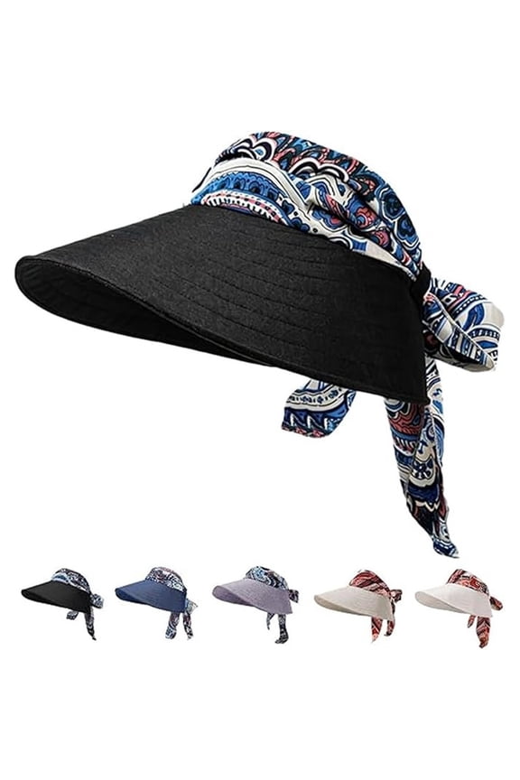 2026 New Scarf Accent Visor, Integrated Open Top Summer Cap, Adjustable Headband, Roll Up Wide Brim UV Protection Hat for Casual Vacation