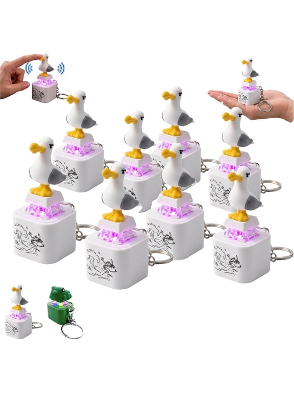 2026 New Seagull Mine Keychain, 8PCS Rechargeable Clicker Fidget Toy with Realistic Sound and LED Light,Portable Click Button,Fun & Portable Anxiety Relief Toy