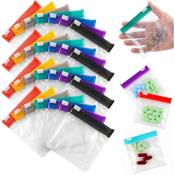 2026 New Self-Sealing Zipper Medicine Bags, Reusable Pill Pouch Bags Travel Plastic Bag with Slide Lock for Storage, Water Resistant Pill Pouch Set for Medicine Vitamins Small Items Daily Use 28 pcs