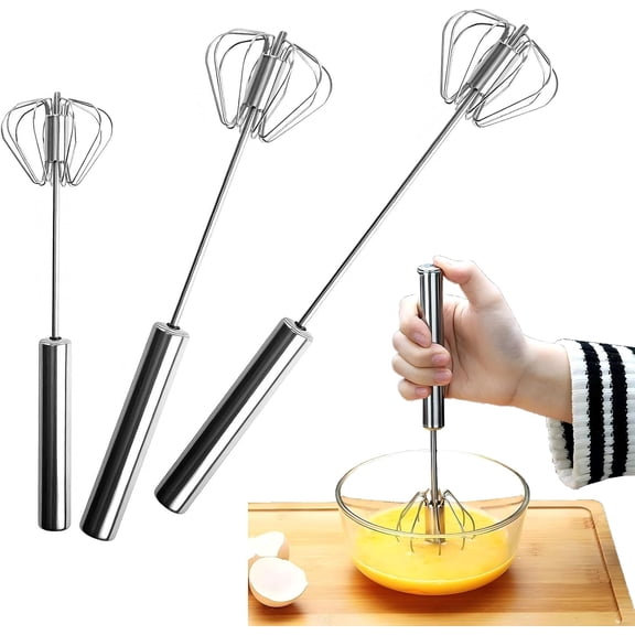 2026 New Semi-Automatic Hand Push Rotary Egg Whisk, Stainless Steel 11" 12" 13" Whisk Set, Kitchen Hand Mixer Tool for Baking Cooking Beating Stirring Blending