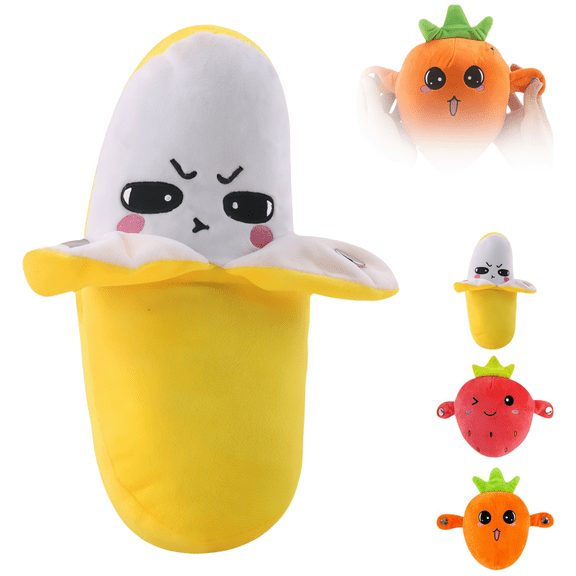 2026 New Sensor Music Doll, Stuffed Doll Fruit Shape Happy Interaction Touch Sensitive Rich Sound Entertainment, 3 Modes, Parent-Child Interaction Fruit Sensor Beat Plush (Banana)
