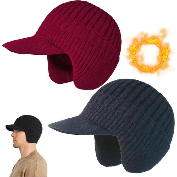 2026 New Sherum Cozy Head Beanie, Sherum Cozyhead Beanie, Knitted Hat with Fleece Lining, with Brim and Ear Flaps