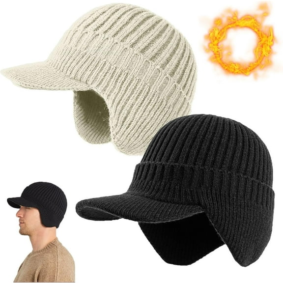 2026 New Sherum Cozy Head Beanie, Sherum Cozyhead Beanie, Knitted Hat with Fleece Lining, with Brim and Ear Flaps