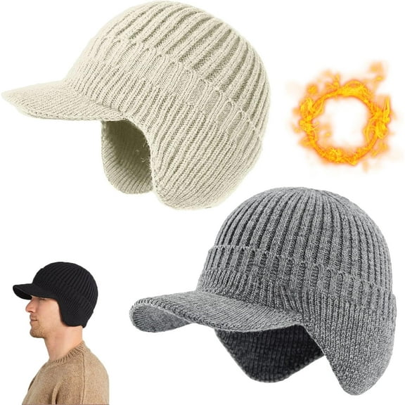 2026 New Sherum Cozy Head Beanie, Sherum Cozyhead Beanie, Knitted Hat with Fleece Lining, with Brim and Ear Flaps