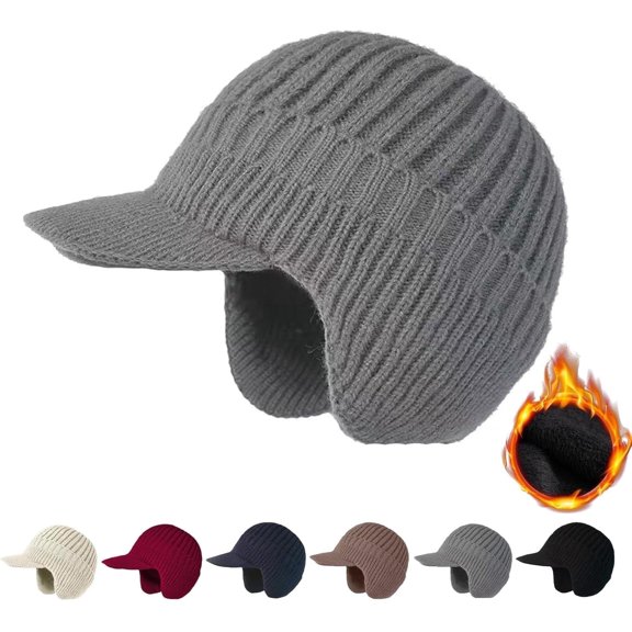 2026 New Sherum Cozy Head Beanie Winter Hat with Brim & Ear Flaps,  Knitted Beanie for Men & Women