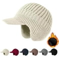 thumbnail image 1 of 2026 New Sherum Cozy Head Beanie Winter Hat with Brim and Ear Flaps for Men, Beanie Knitted Hat with Fleece Lining, 1 of 8