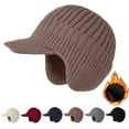 thumbnail image 1 of 2026 New Sherum Cozy Head Beanie Winter Hat with Brim and Ear Flaps for Men, Beanie Knitted Hat with Fleece Lining, 1 of 8