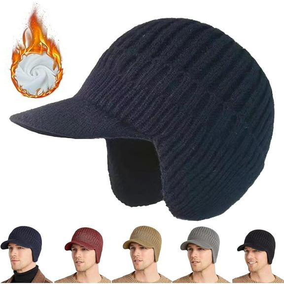 2026 New Sherum Cozy Head Beanie, Winter Hat with Brim and Ear Flaps for Men & Women, Knitted Beanie for Cold Weather