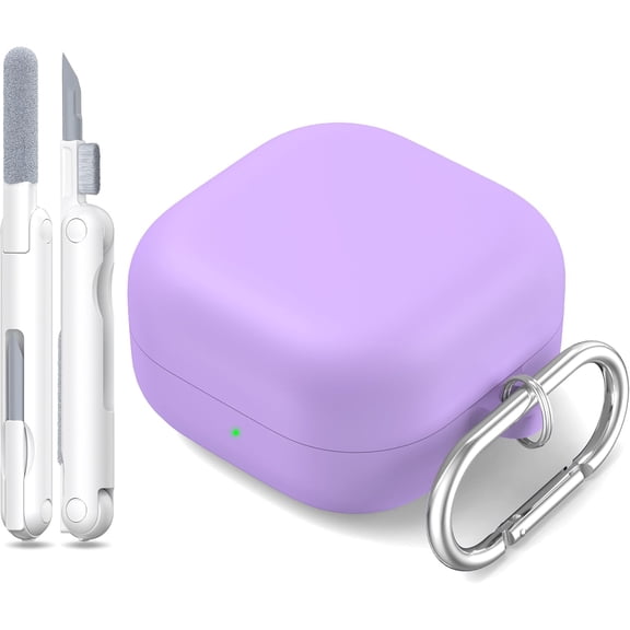 2026 New Silicone Case for Samsung Galaxy Buds 4 & Buds 4 Pro, Shockproof Protective Cover with Cleaning Kit & Carabiner, Anti-Scratch Non-Slip Earbuds Case, Purple