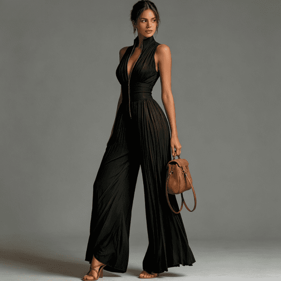2026 New Simple and Elegant White Pleated Halter Neck Jumpsuit for ...