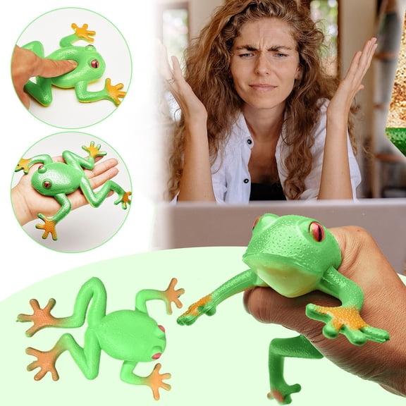 2026 New Simulation Frog Stress Ball for Adults,Frog Stress Sensory Fidget Shape, Slow Rising Squeeze Ball for Anxiety Relief, Fun Stretchy Stress Shape for Everyone (Green)