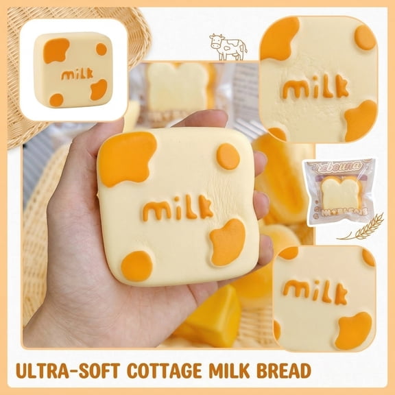 2026 New Simulation Milk Cake Stress Ball for Adults,Milk Cake Stress Sensory Fidget Shape, Slow Rising Squeeze Ball for Anxiety Relief, Fun Stretchy Stress Shape for Everyone