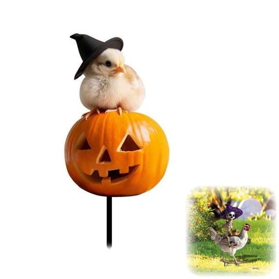 2026 New Skeleton Riding Rooster Garden Stake, Plane Realistic Halloween Winged Chicken Ornament Garden Stakes, Metal Chicken Decorative, Suitability for Garden, Yard, Lawn, Outdoor Decor