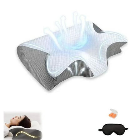 Sleep Apnea Pillow, Ergonomic Contour Support Pillows, for Side & Back Sleepers, 2 in 1 Neck Support Pillow for Sleeping(Gray)