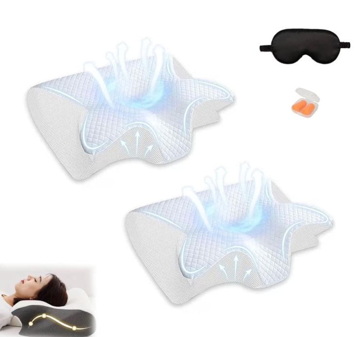2026 New Sleep Apnea Pillow, Ergonomic Contour Support Pillows, 2 in 1 Neck Support Pillow for Sleeping, Breathable Comfortable, for Side & Back Sleepers(White)