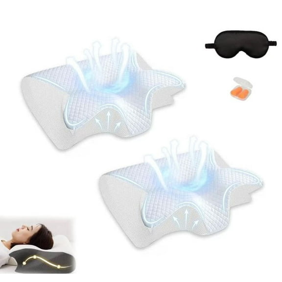 2026 New Sleep Apnea Pillow, Ergonomic Contour Support Pillows, 2 in 1 Neck Support Pillow for Sleeping, Breathable Comfortable, for Side & Back Sleepers(White)