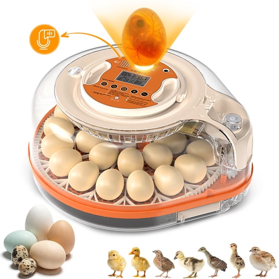 Smart Chicken Egg Incubator with Voice Control, 26 Chicken/59 Bird Incubators for Hatching Eggs, Automatic Egg Turner with Thermometer Seat and Humidity Control, Built-in Water Reservoir