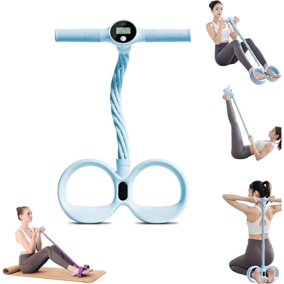 2026 New Smart Foot Pedal Resistance Band,Multi-function Tension Rope, 6-Tube Elastic Yoga Pedal Puller, Fitness Resistance Bands with Digital Display & Handles for Full Body Stretching & Yoga