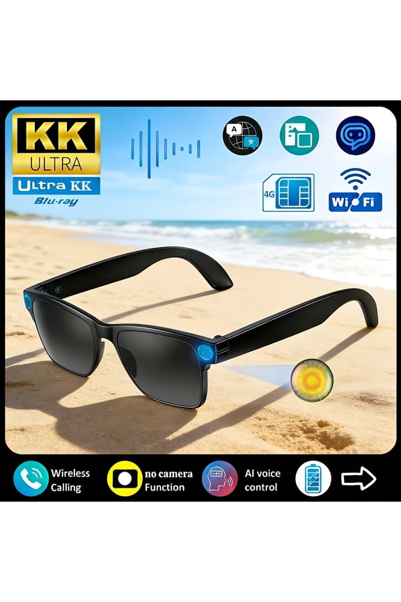 2026 New Smart Translation Glasses, 163-Language Real-Time AI Translation, 4GB Memory, Sun Protection, Wireless Calling & Music Playback, Multifunctional Video Audio Eyewear