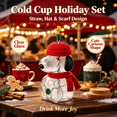 thumbnail image 1 of 2026 New Snoo.py Glass Cold Cup Tumbler 2026 With Straw, 20oz Removable Red Knit Hat & Scarf, Cute Novelty Glass Cup for Iced Coffee & Cold Drinks, 1 of 9