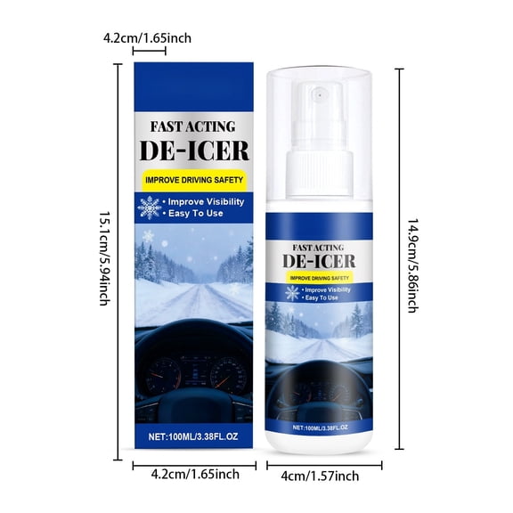 2026 New! Snow Melting and De-Icing Spray 100Ml,De Icing and Melting Agent Winter Cleaning Car Window Melting Car Anti Frost and Anti Freezing Spray 100Ml