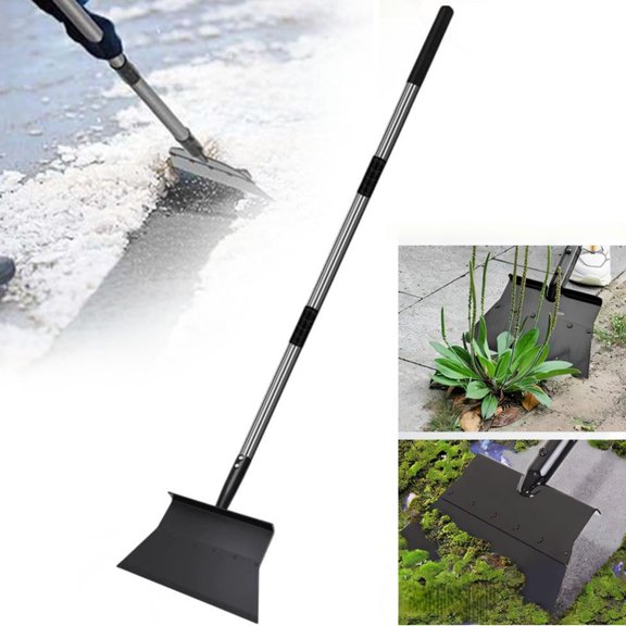 2026 New Snow Shovel, Extra Ice Scraper Heavy Duty, 11"Wider Garden Flat Floor Scraper with 48" Long Adjustable Handle, Stainless Steel Cleaning Scraper for Snow, Dirty, Driveway, Weed, Lawn Edging