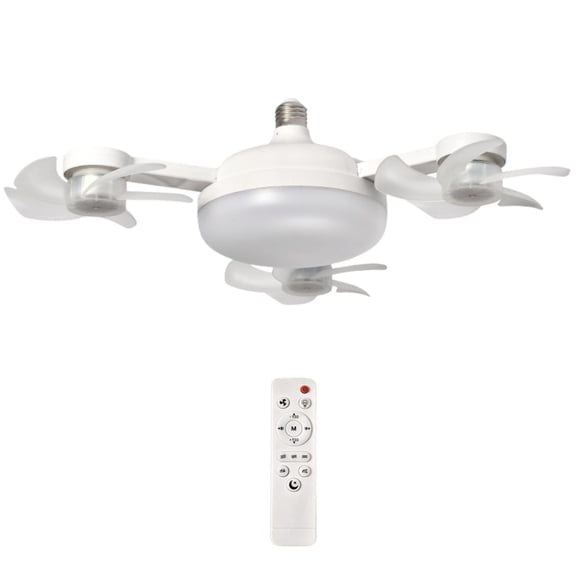 2026 New Socket Fan Light, Screw-in Ceiling Fan with Light and Remote Control, 2-in-1 E26/E27 Dimmable LED Small Light Bulb Fan, Ultra-Quiet Energy-Saving Cooling Fan for Bedroom, Kitchen, Garage
