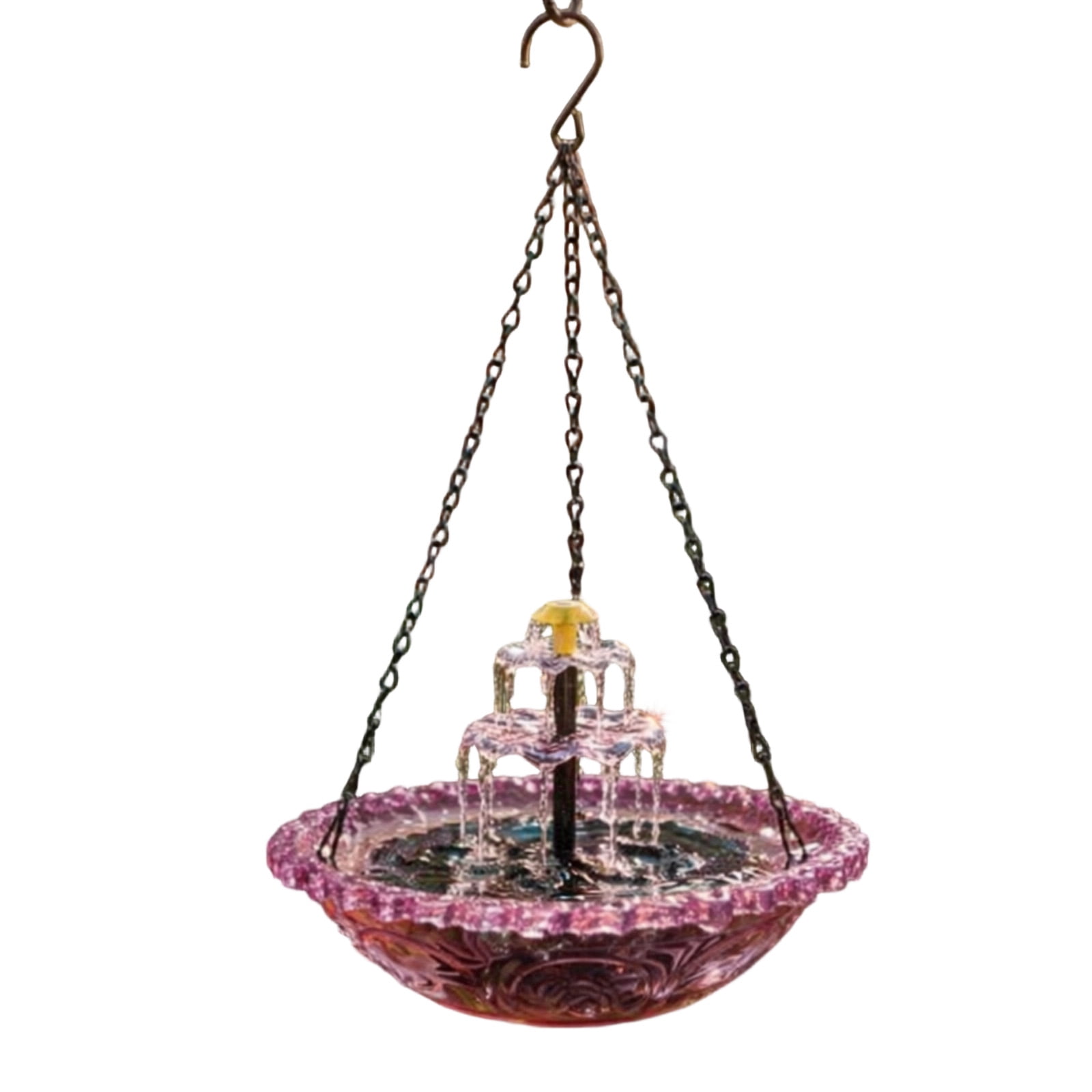 2026 New Solar Bird Bath Fountains, Hanging Bird Bath with Solar Powered Cascading Water, Decorative Outdoor Water Fountain for Garden Yard Patio (Purple)