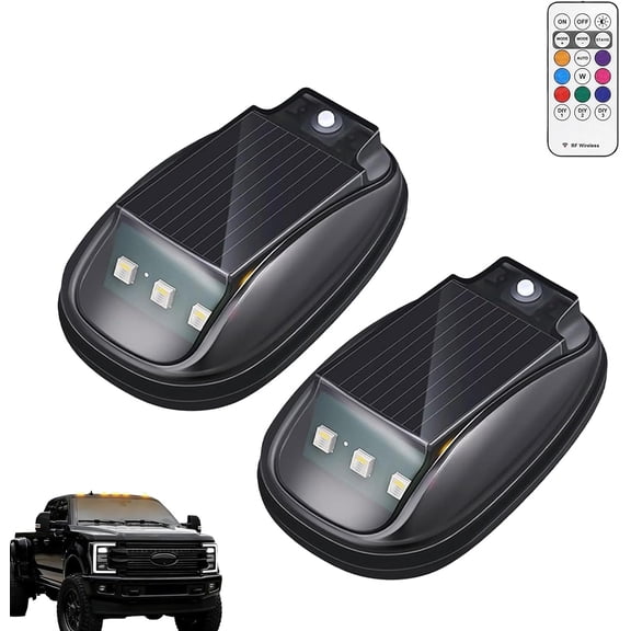 2026 New Solar Car Roof RGB Strobe Light with Remote Control, Waterproof Anti-Collision Led Emergency Warning Lights,8 Colors Smart Sensing Marker Light for Car Night Driving (2 Pcs)