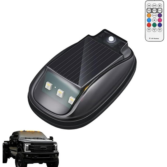 2026 New Solar Car Roof RGB Strobe Light with Remote Control, Waterproof Anti-Collision Led Emergency Warning Lights,8 Colors Smart Sensing Marker Light for Car Night Driving (1 Pcs)