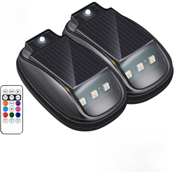 2026 New Solar Car Roof RGB Strobe Light with Remote Control, Waterproof Interior Car Lights 8 Colors Wireless LED Strobe Lights for Trucks, Motorcycle, Vehicle, Night Driving