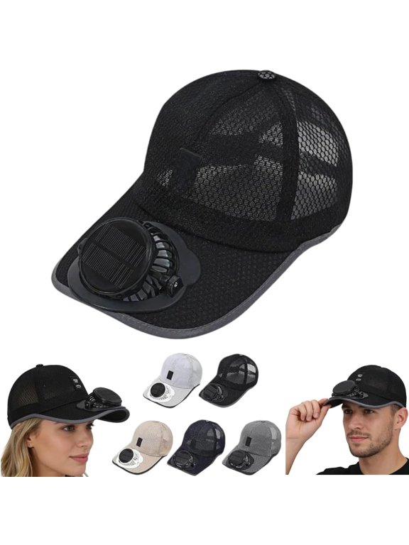 2026 New Solar Fan Hat, Solar Rechargeable Peak Cap, Cooling Hats for Hot Weather, 3-Speed Quiet Fan