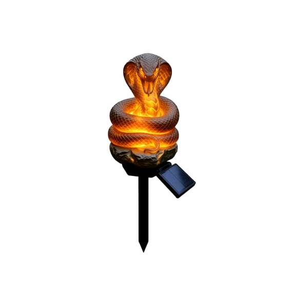 2026 New Solar Garden Light, Halloween Mythical Resin Outdoor Stake Lamp, Glowing Dragon Skull Cobra Decor for Yard Patio Lawn and Pathway (Snake)