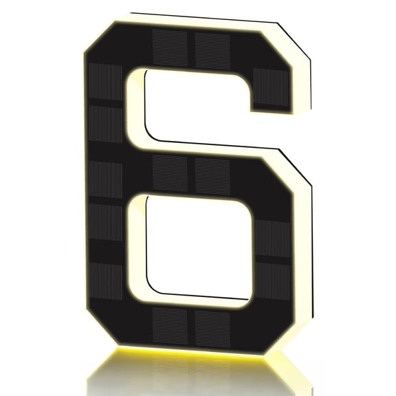 2026 New Solar House Numbers for Outside, Light Up Address Numbers for House, No Drill Adhesive or Screw Mount, IP65 Waterproof LED Illuminated Modern Address Sign, Dusk to Dawn