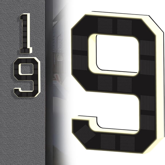 2026 New Solar Light Up House Numbers for Outside, Address Numbers with No Drill Adhesive or Screw Mount, IP65 LED Illuminated Modern Address Sign Dusk to Dawn