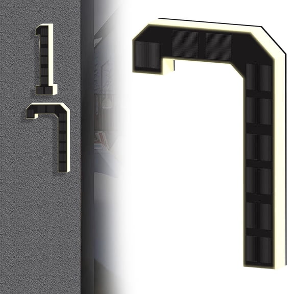 2026 New Solar Number 7 Address Sign, 4.72in Tall LED Light Up House Marker, Dusk to Dawn IP65 Waterproof Black Plaid Solar Number for Outside, No Drill Mount for Home Yard Mailbox